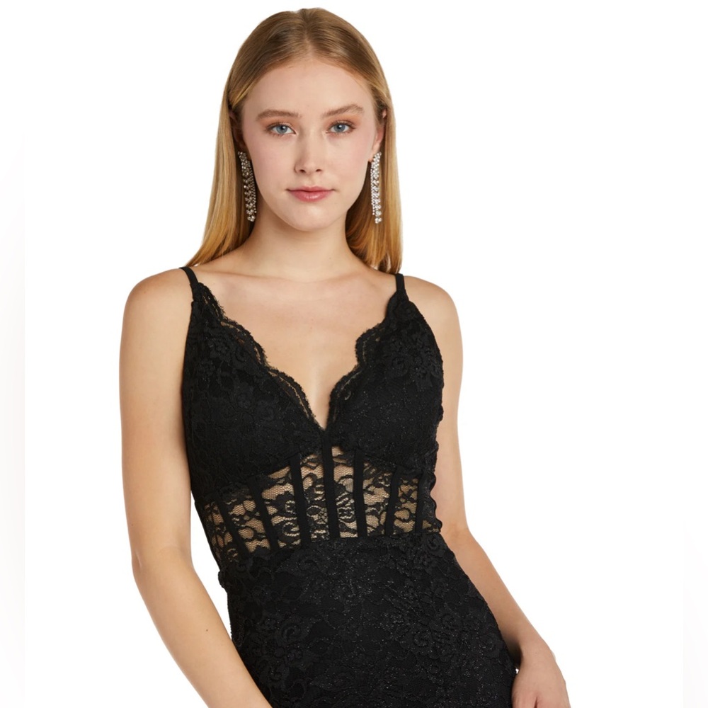 Morgan & Co Corset Black Lace Whimsigoth Dress Size 9